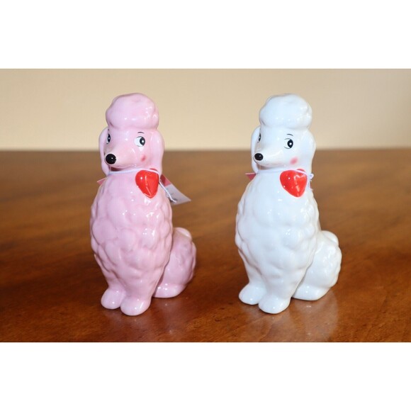 TARGET SPRITZ Valentines Day Ceramic Poodle Dog Set Lot 2 Pink + White New 2024 - Picture 12 of 12